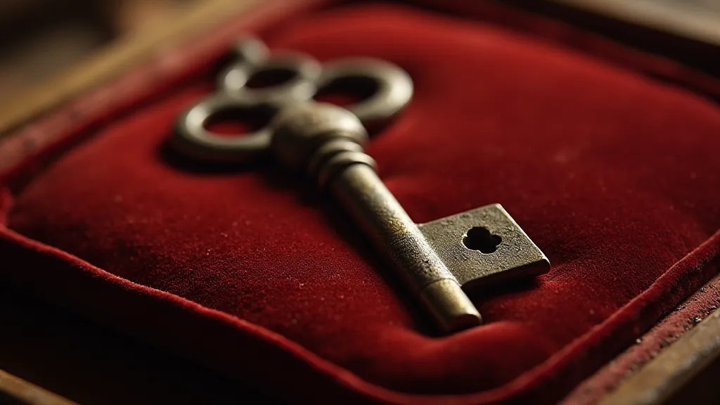 Antique key on display