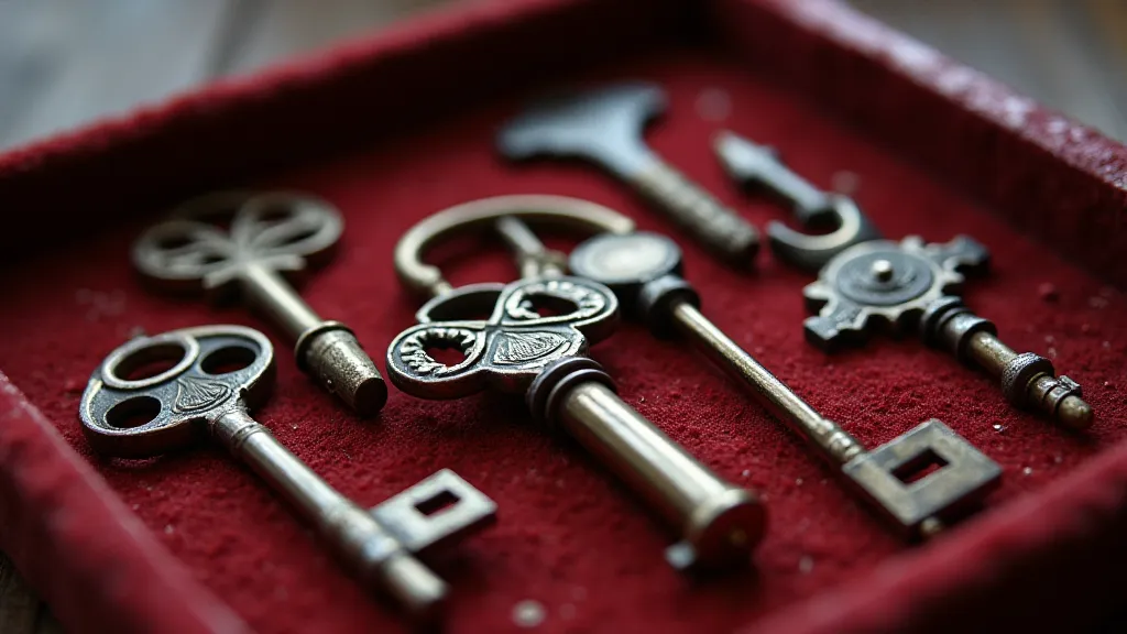 Different antique key types.