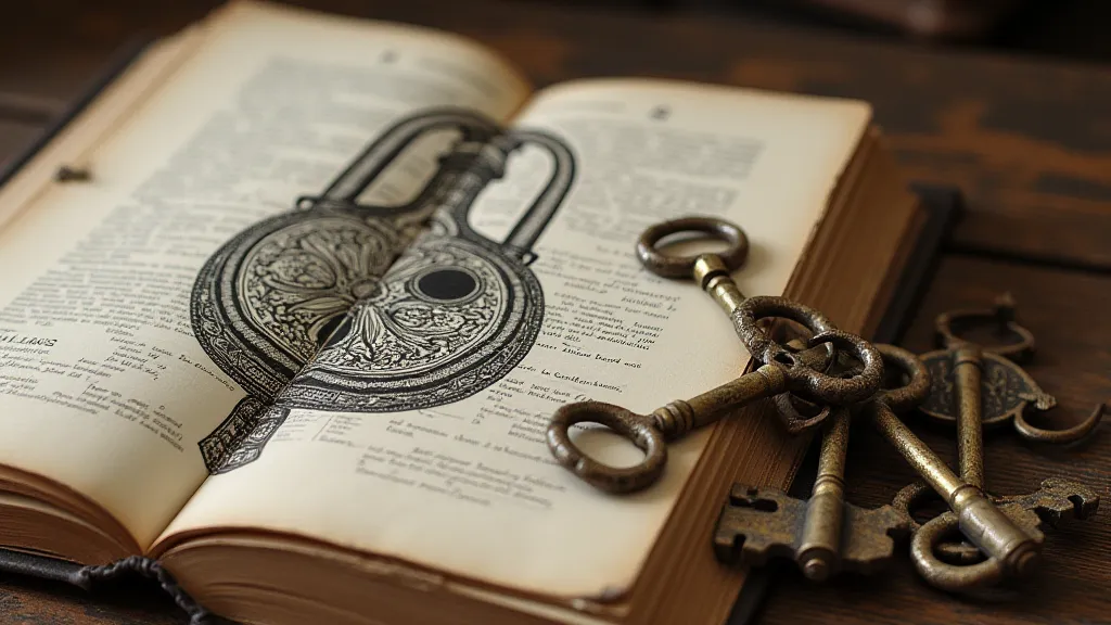 Antique keys and lock illustration
