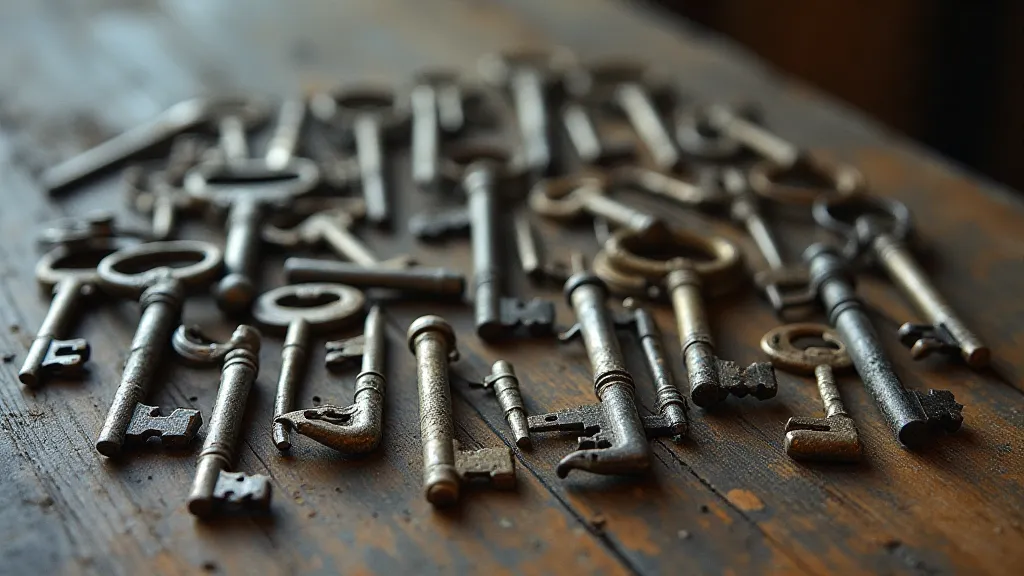 A collection of diverse antique keys