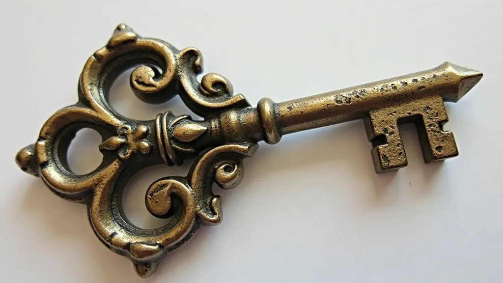 French antique key with decorative bow
