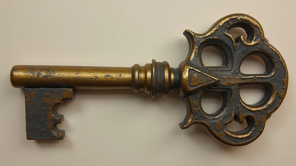 Close up of an antique mortise key pattern