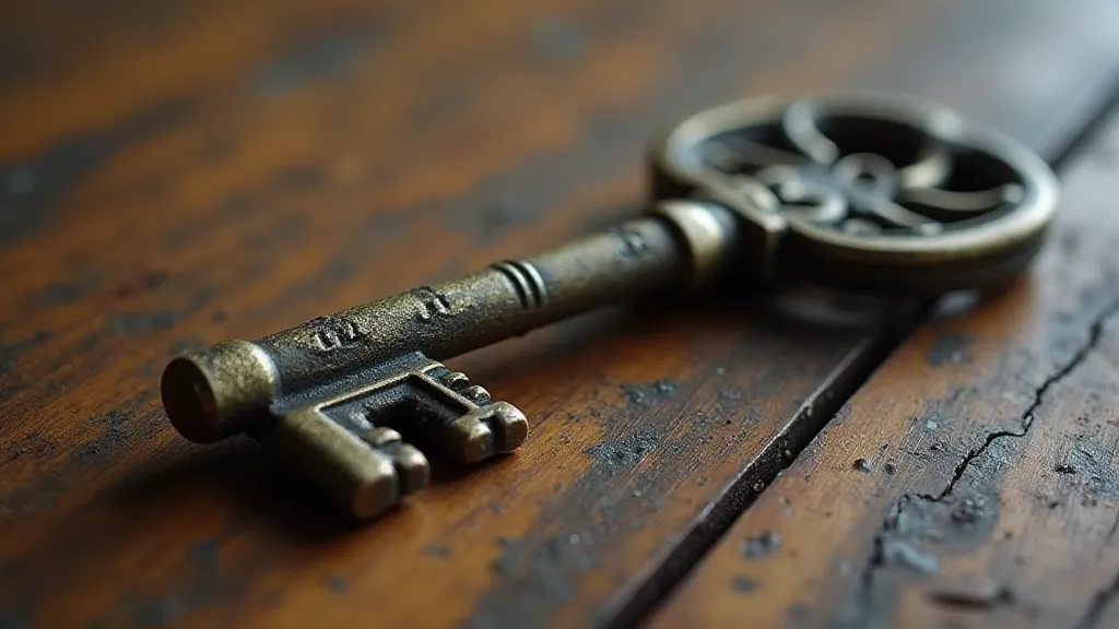 Detailed view of an antique skeleton key