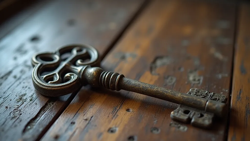 Antique skeleton key showing age and patina