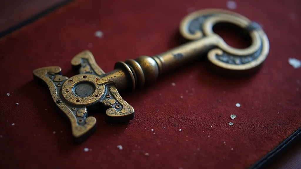Tarnished antique brass key