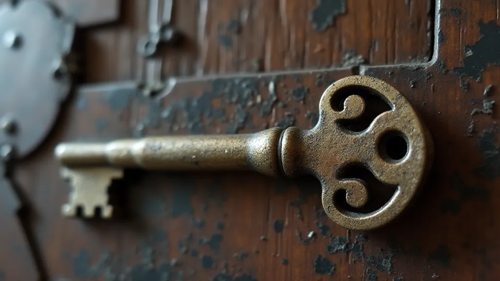 Worn antique key with faint markings